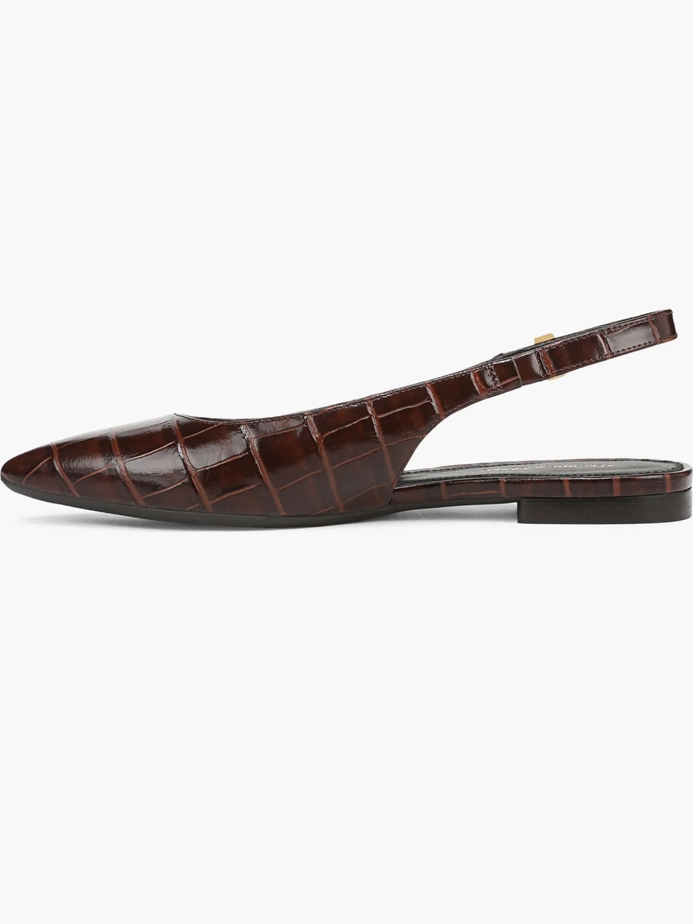 Veronica Beard Chocolate Croc-Embossed Pointed Slingback Flats 8 New $375 - Picture 9 of 12